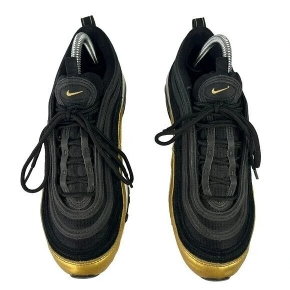 Nike‎ AirMax 97 Shoes Womens 9 Youth 7 Black Metallic Gold Shoes